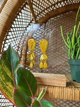 Load image into Gallery viewer, ONE OF A KIND- Gypsy Dagger Earrings ( Mustard yellow & Metallic Green)
