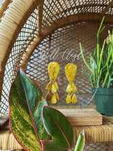 Load image into Gallery viewer, ONE OF A KIND- Gypsy Dagger Earrings ( Mustard yellow & Metallic Green)